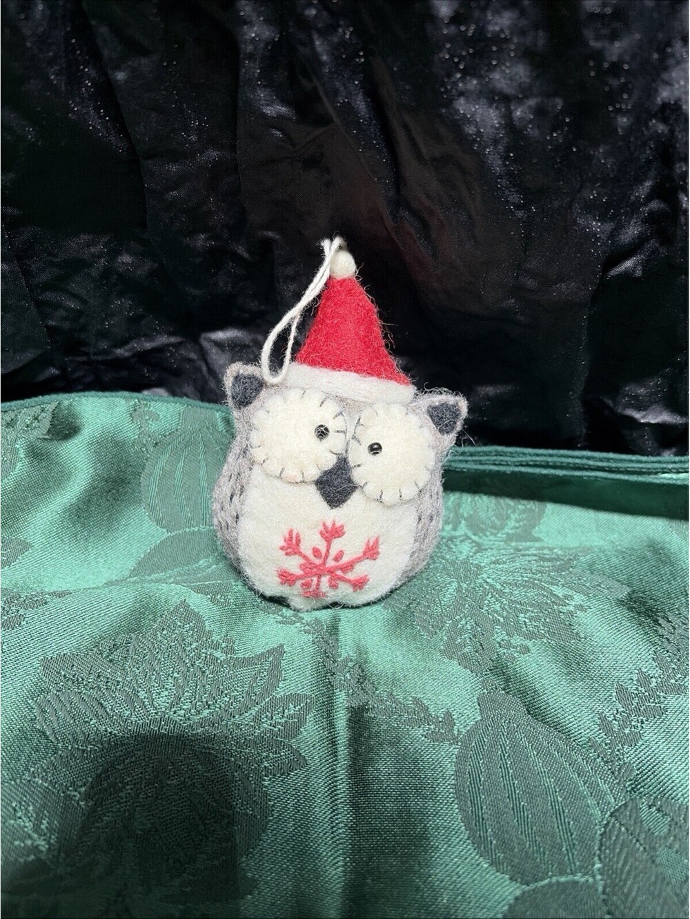 Holiday Snowflake Owl Felt Hanging Ornament Christmas dZi